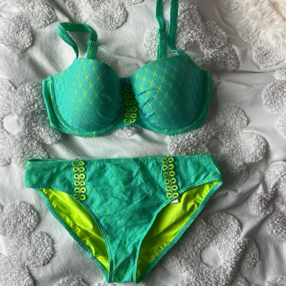 Prima Donna Neon Green and Yellow Lace Bikini